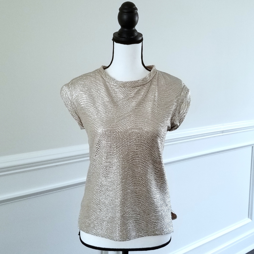 Capped Sleeve Light Gold Dressy T Shirt